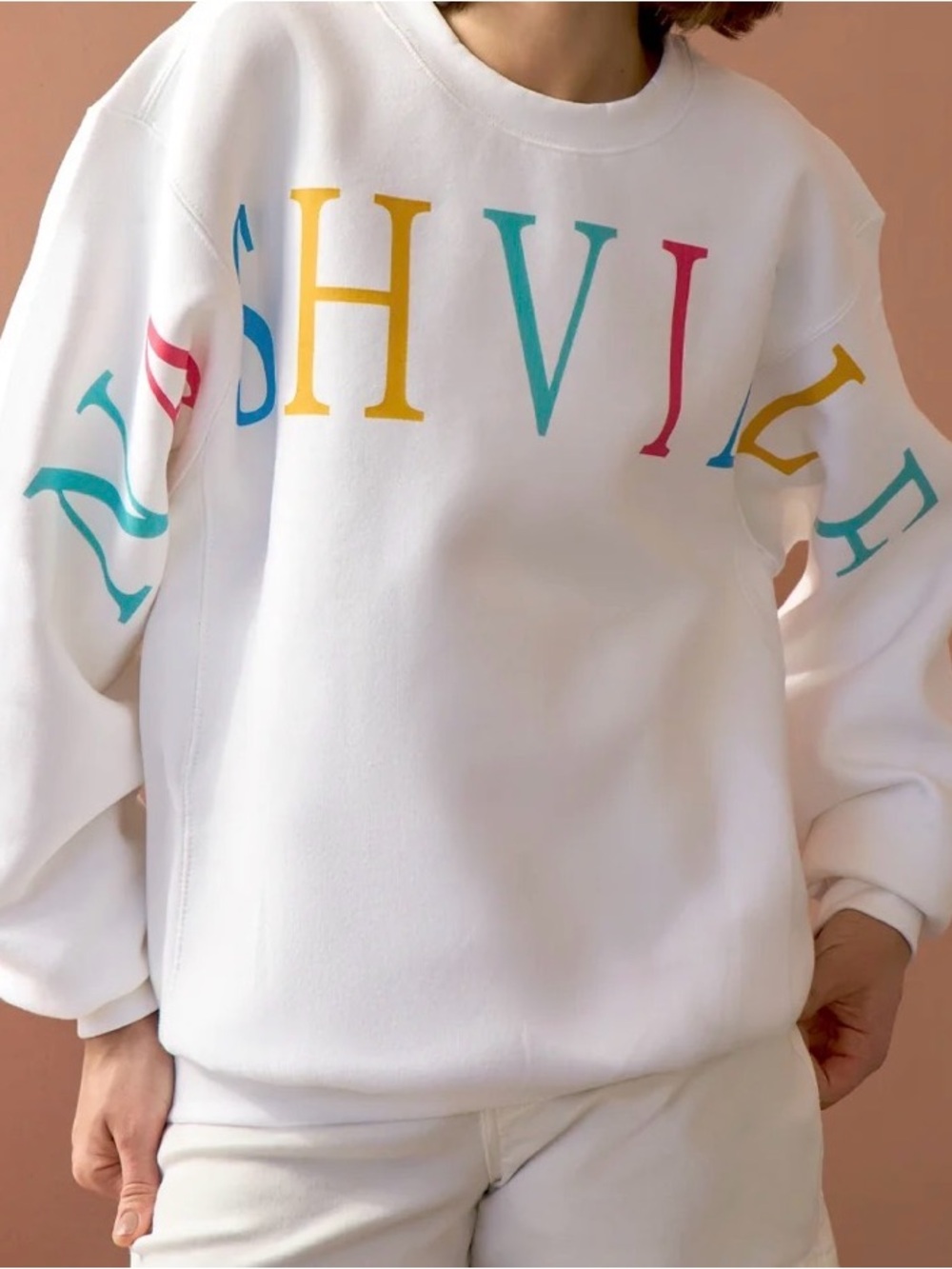 Draper James Nashville Oversized Graphic Sweatshirt White M NWOT